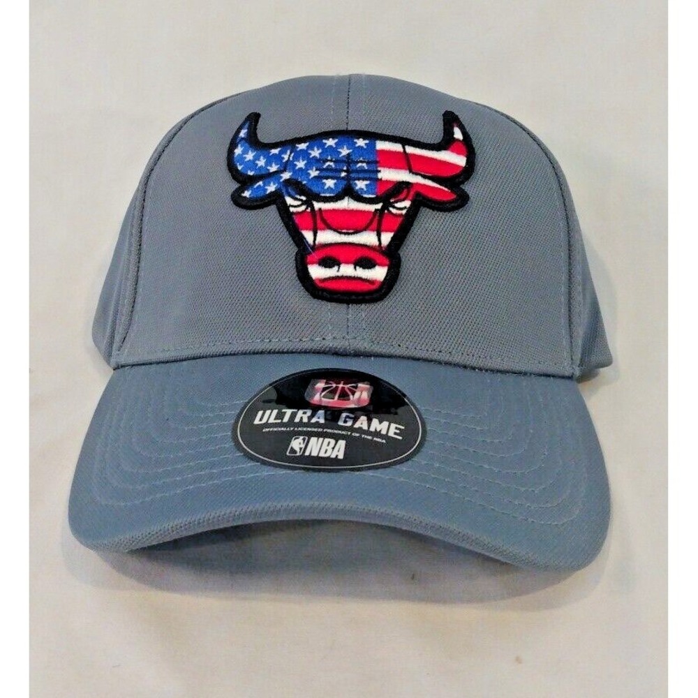 Chicago Bulls Hat / Grey Cap - Ultra Game NBA USA Logo - One Size Fits Most